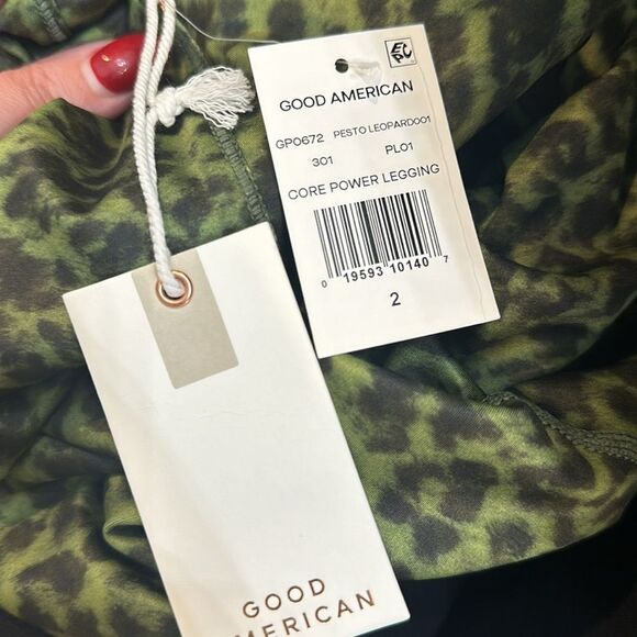 Good American GP0672 Pesto Green Leopard Core Power 7/8 Leggings - Picture 6 of 6